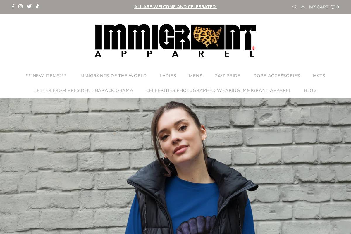 immigrantapparel.com homepage screenshot