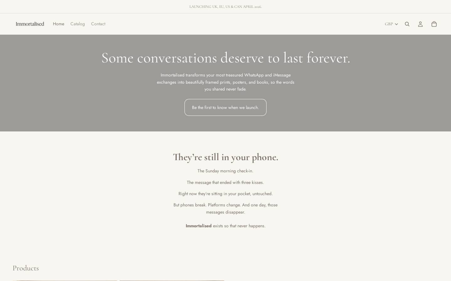 immortalised.life homepage screenshot