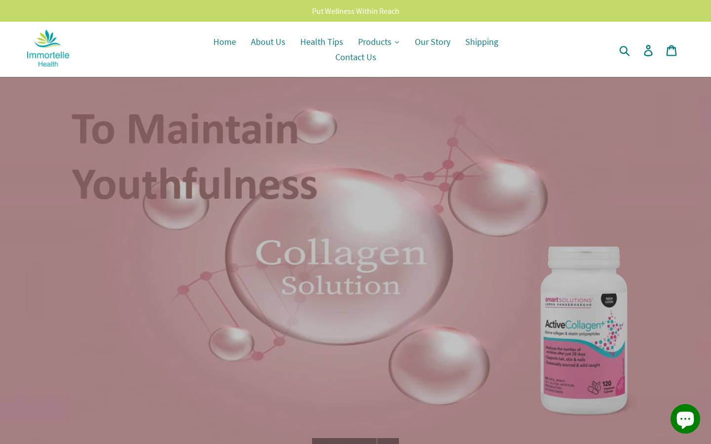 immortellehealth.com homepage screenshot