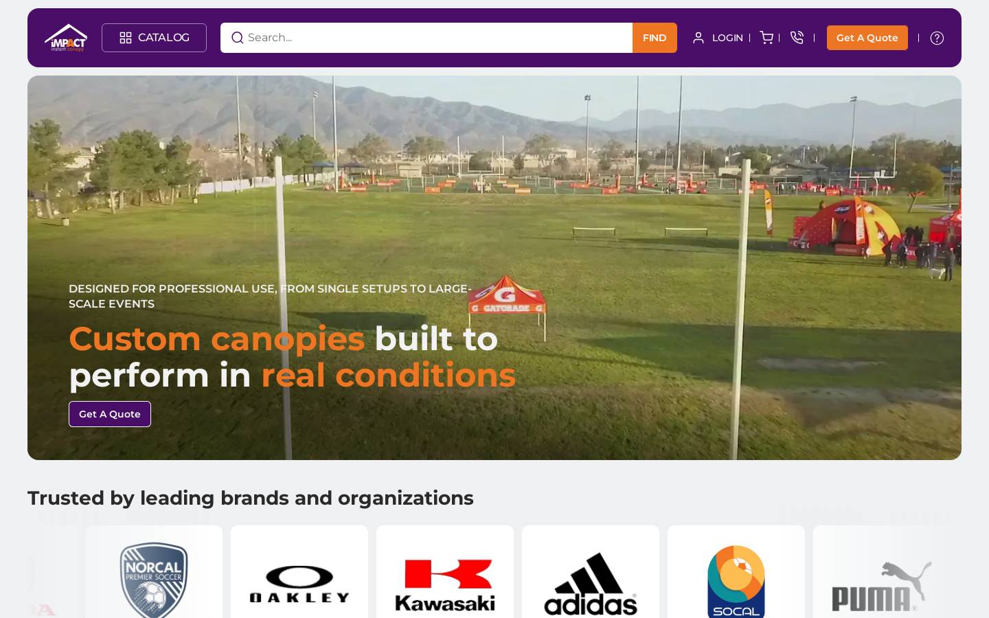 Impact Canopies homepage screenshot