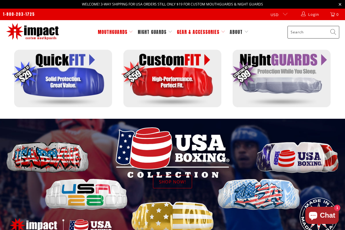 impactmouthguards.com homepage screenshot