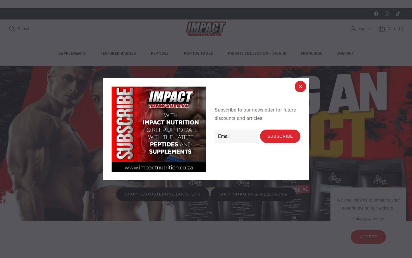 impactnutrition.co.za homepage screenshot