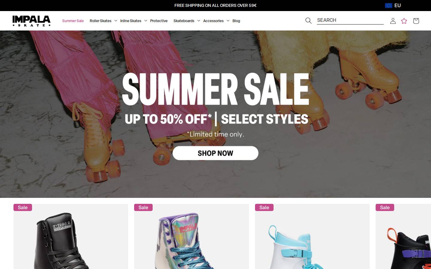 Impala Skate Europe homepage screenshot