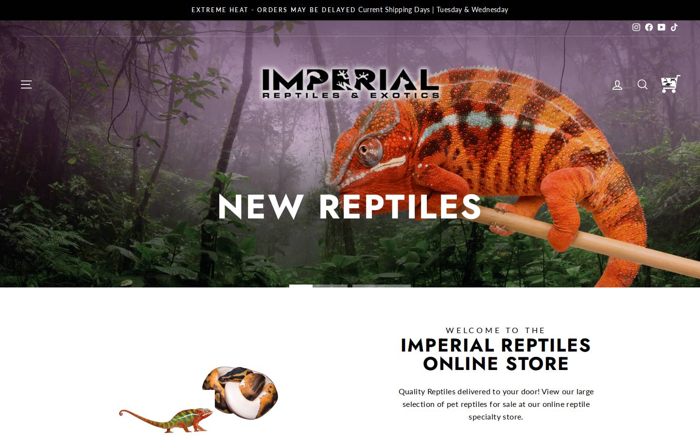 imperialreptiles.com homepage screenshot