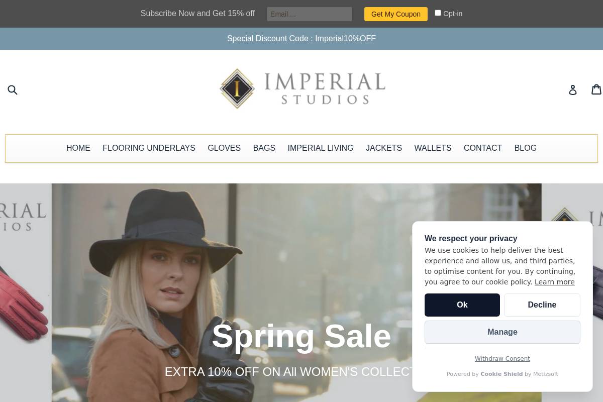 Imperial Studios homepage screenshot