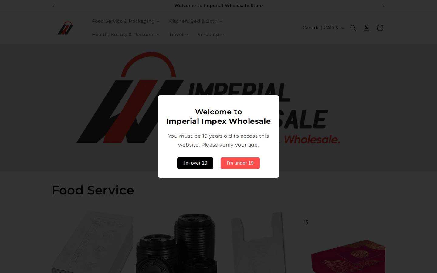 imperialwholesale.ca homepage screenshot
