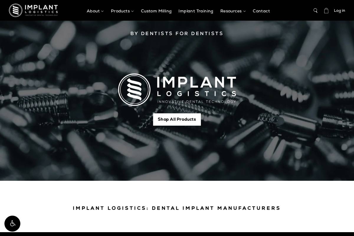 Implant Logistics homepage screenshot