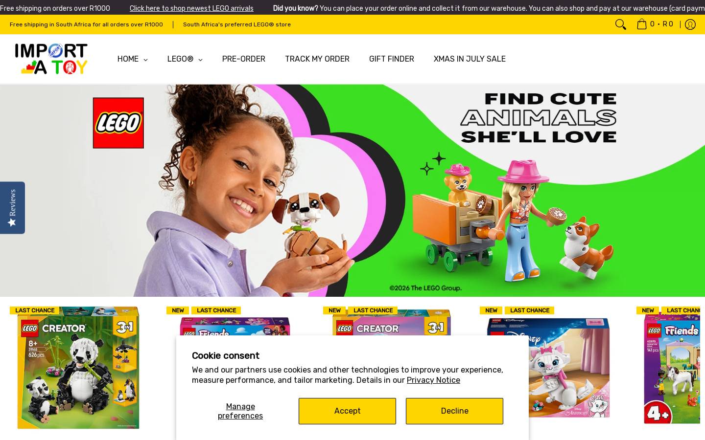 importalot.co.za homepage screenshot