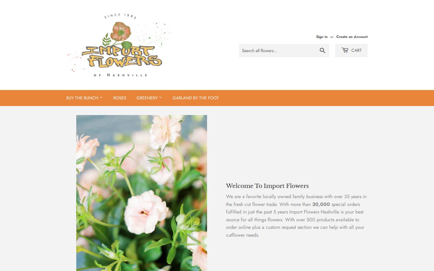 importflowersnashville.com homepage screenshot