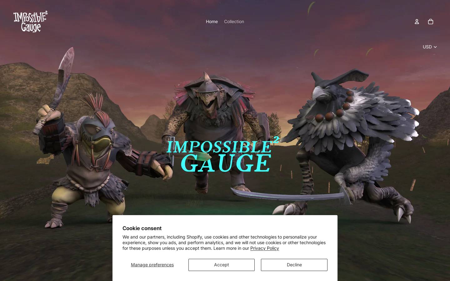 impossibletogauge.com homepage screenshot