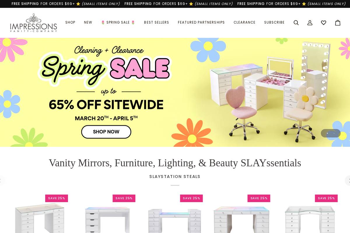 Impressions Vanity homepage screenshot