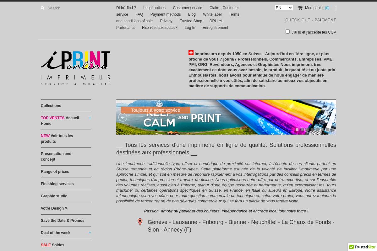imprimerienligne.ch homepage screenshot