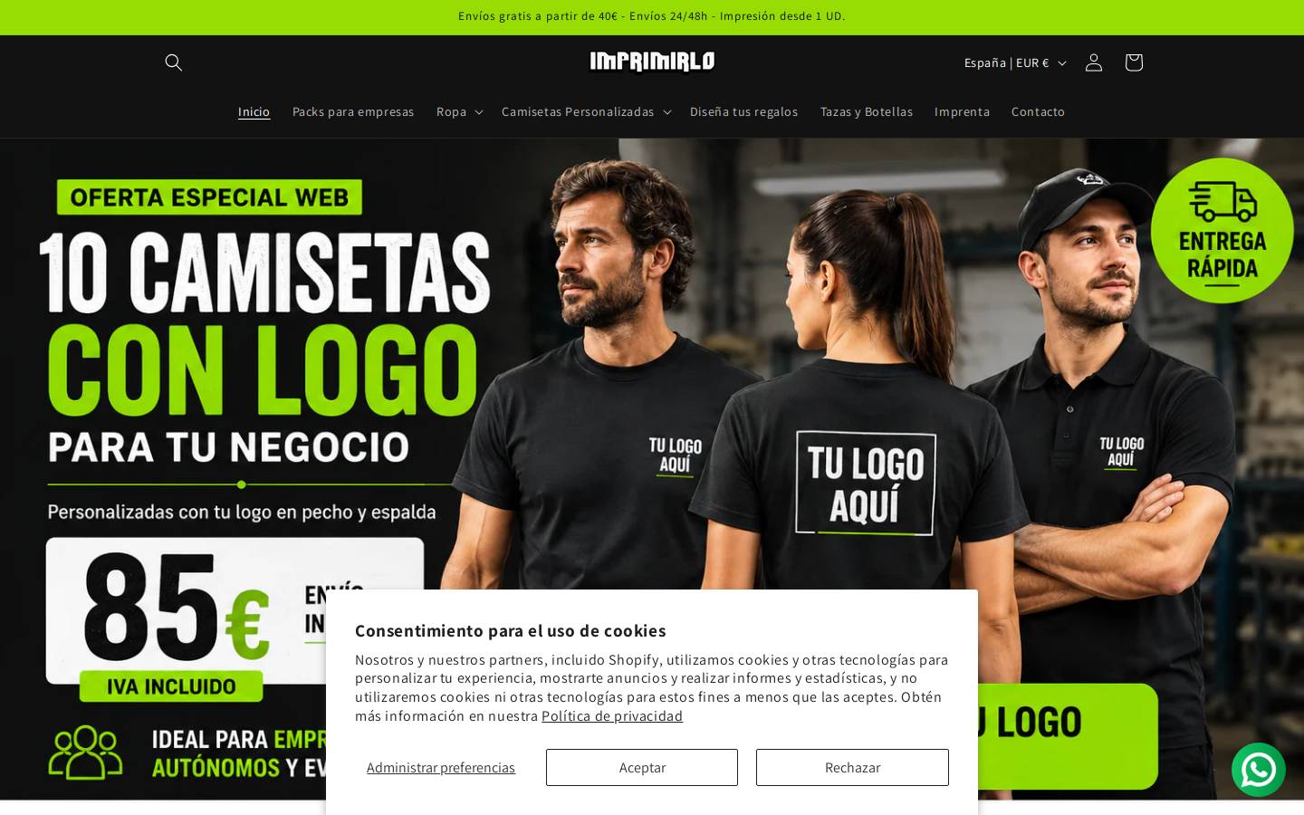 Camisetas Personalizadas Al Momento - Imprimirlo homepage screenshot