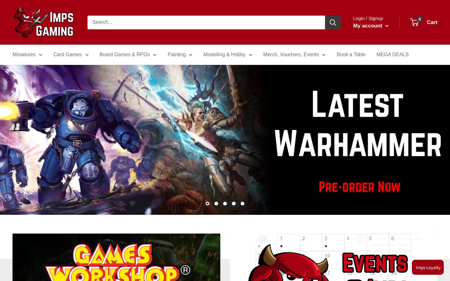 Imps Gaming homepage screenshot