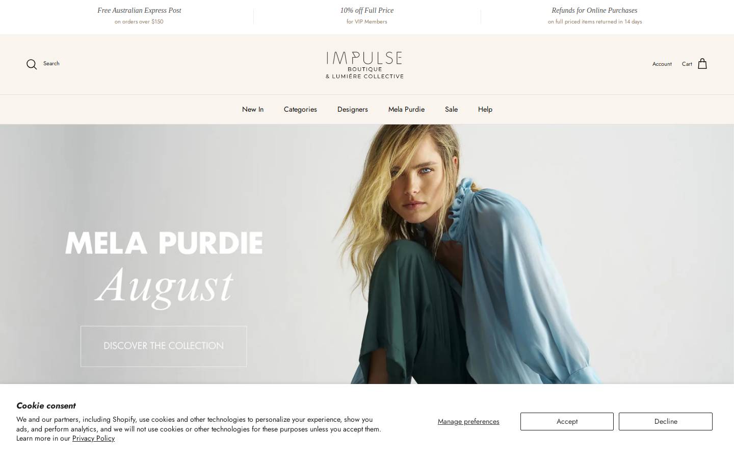 Impulse Boutique homepage screenshot