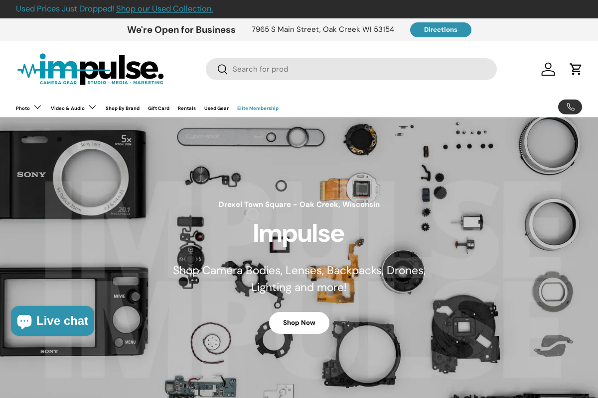 Impulsecameras homepage screenshot