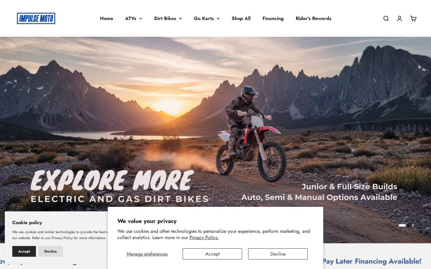 impulsemoto.com homepage screenshot