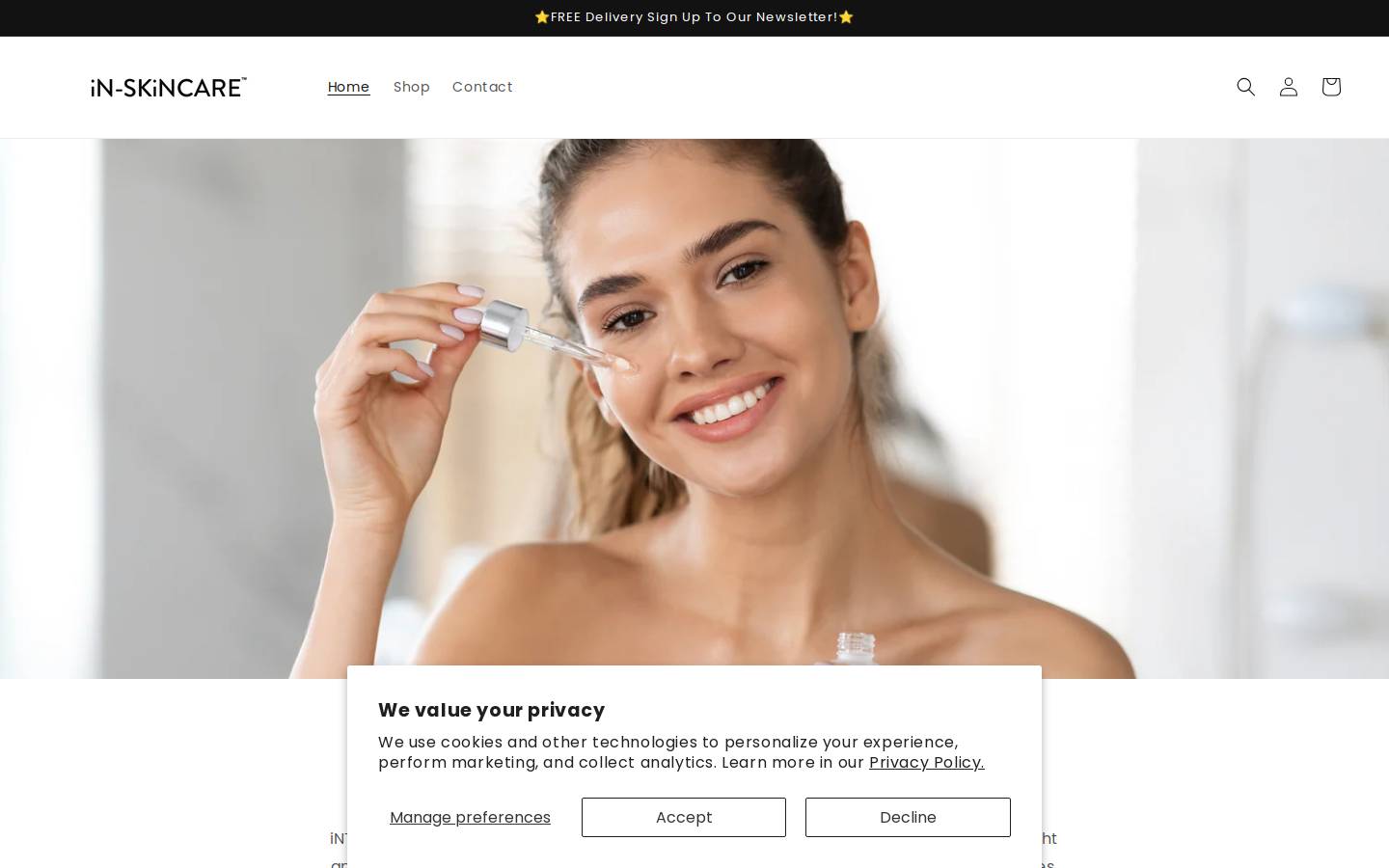 in-skincare.com homepage screenshot