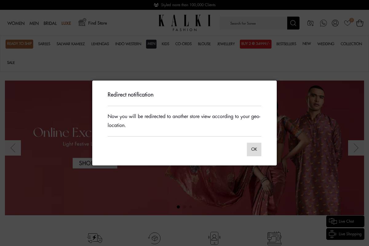 in.kalkifashion.com homepage screenshot