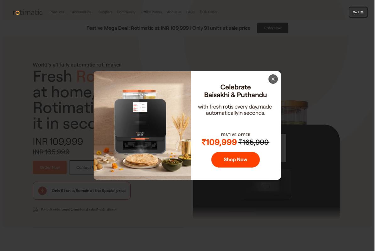 in.rotimatic.com homepage screenshot