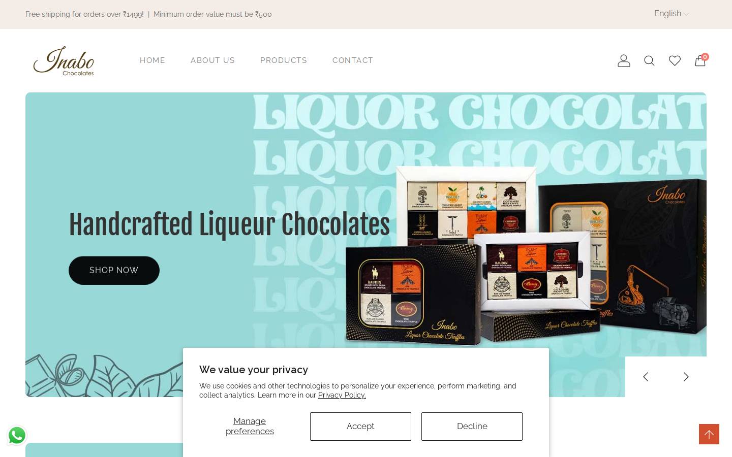 inabochocolates.com homepage screenshot