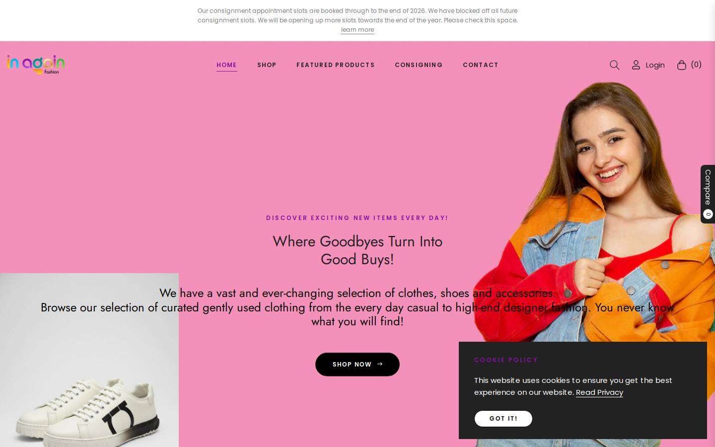 inagainfashion.ca homepage screenshot