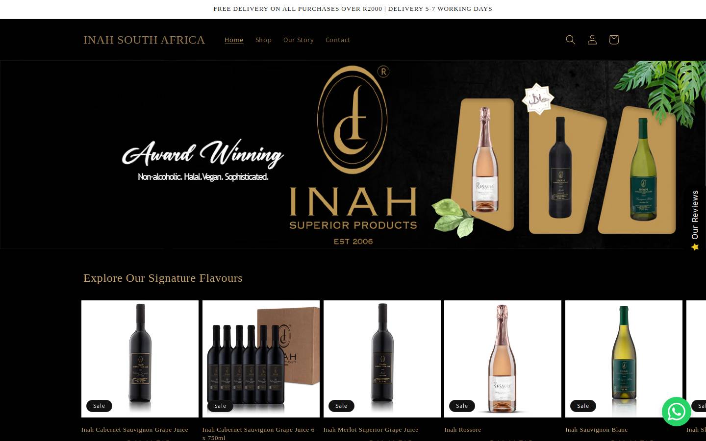 inah.co.za homepage screenshot