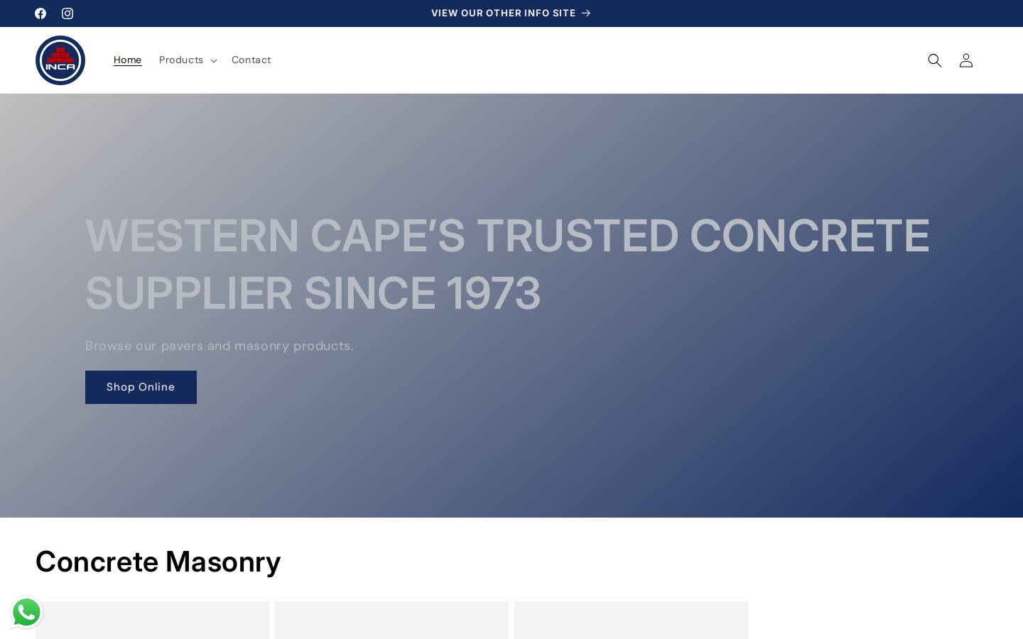 incaconcrete.co.za homepage screenshot