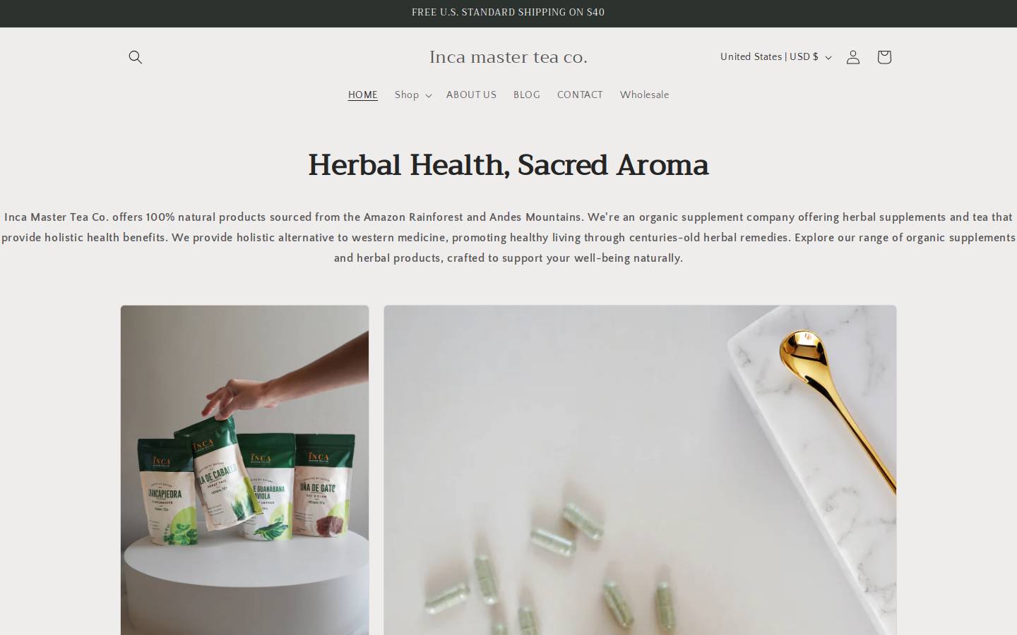 incamasterteaco.com homepage screenshot