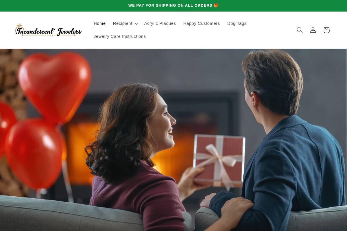 incandescentjewelers.com homepage screenshot