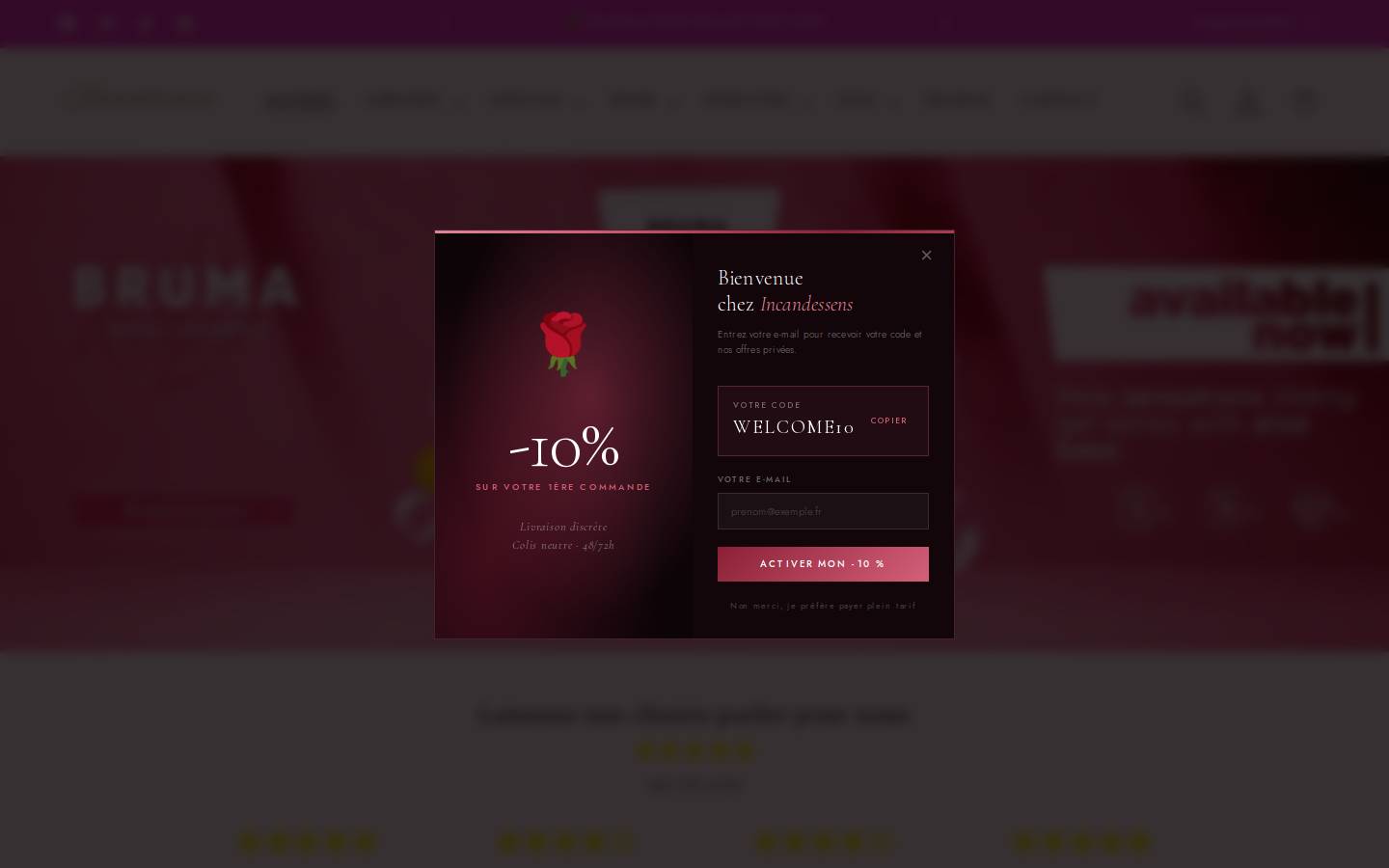 incandessens.com homepage screenshot