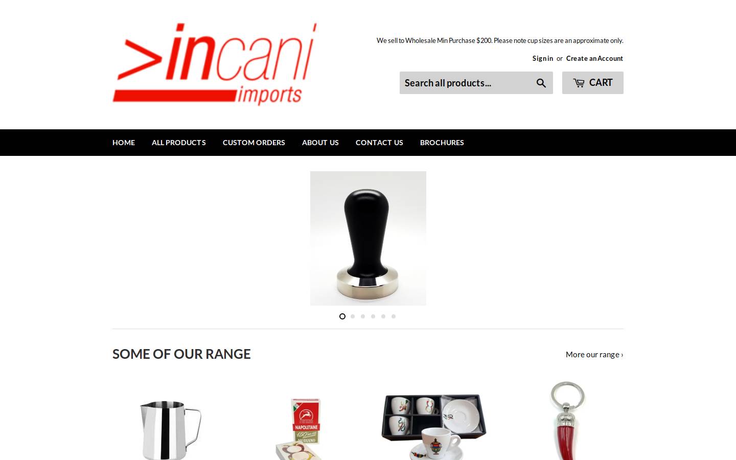 incaniimports.com.au homepage screenshot