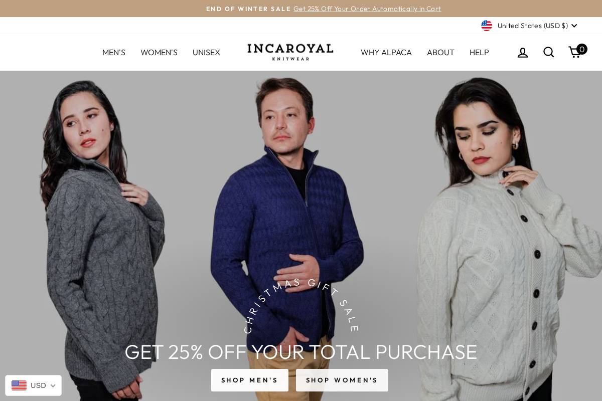 incaroyal.com homepage screenshot