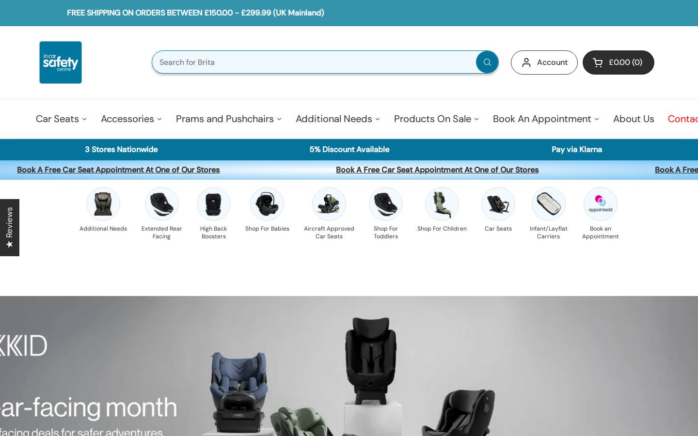 In Car Safety Centre homepage screenshot
