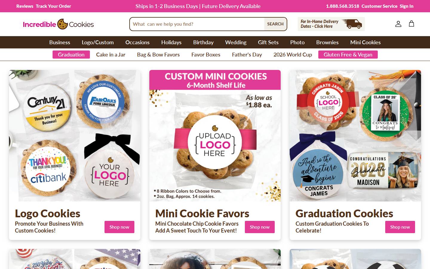 incrediblecookies.com homepage screenshot