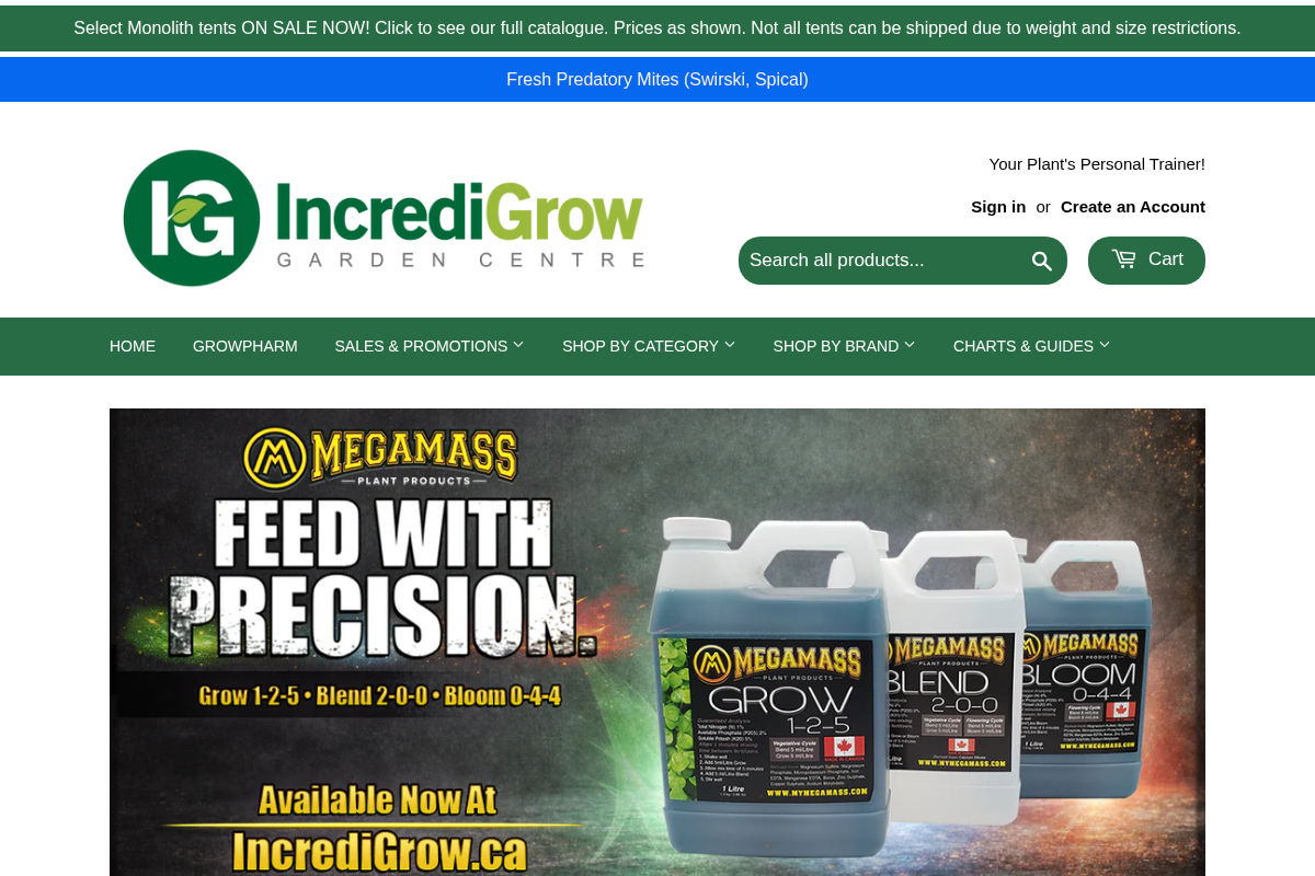 incredigrow.ca homepage screenshot