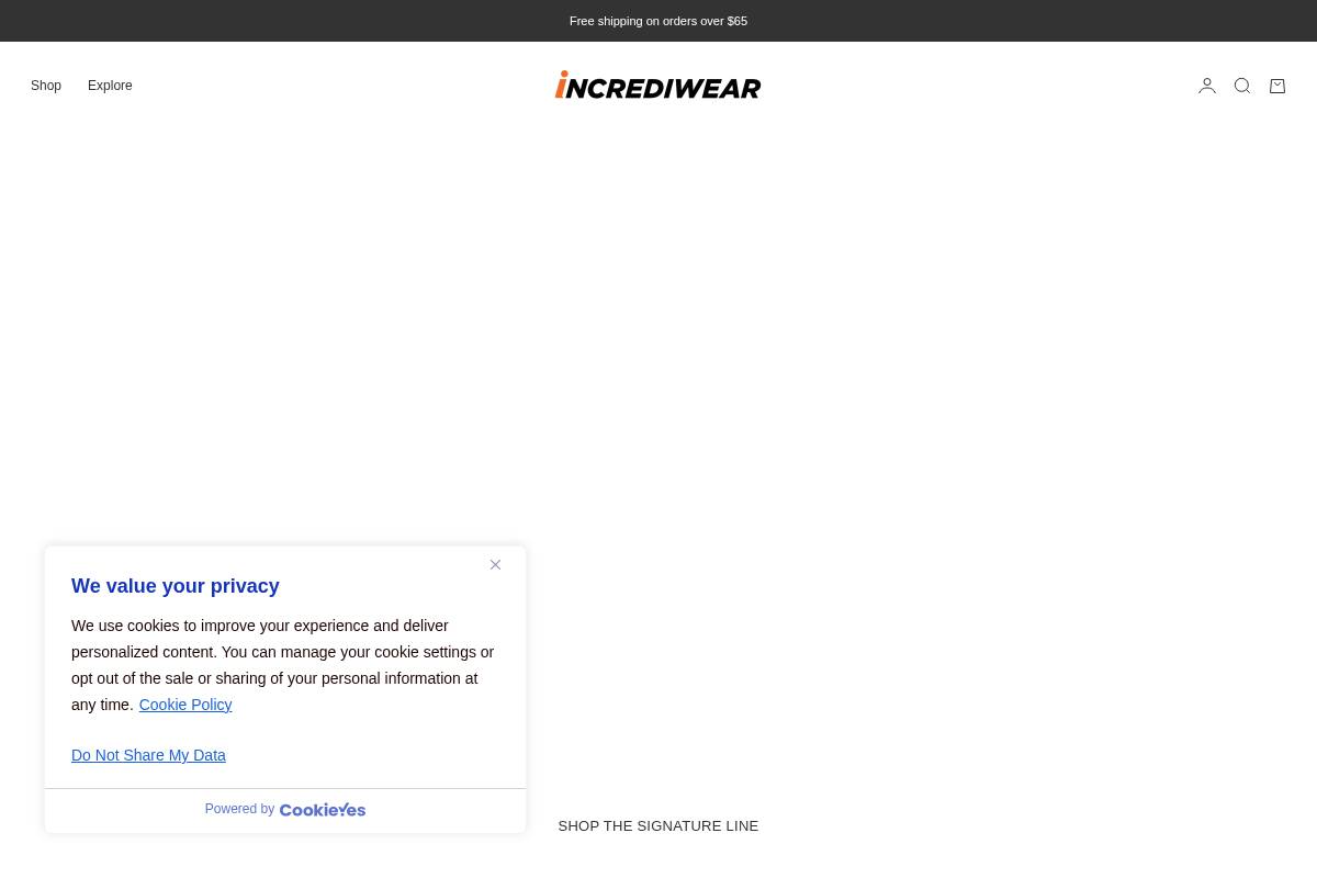 Incrediwear homepage screenshot