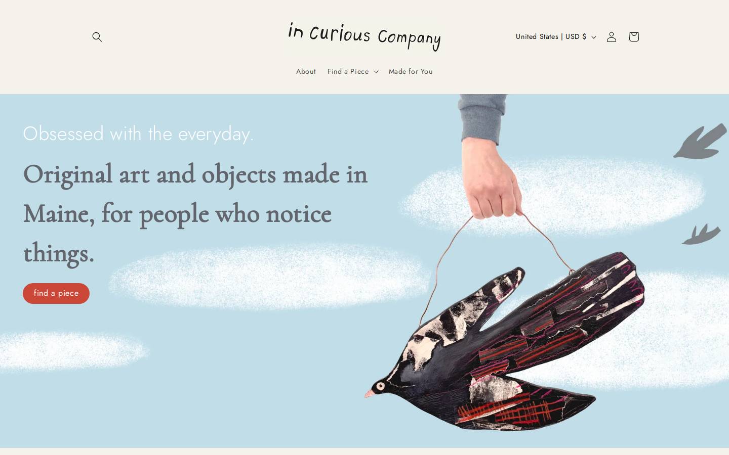 incuriouscompany.com homepage screenshot