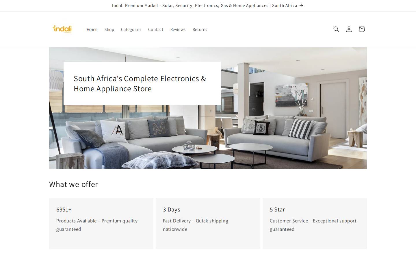 indali.co.za homepage screenshot
