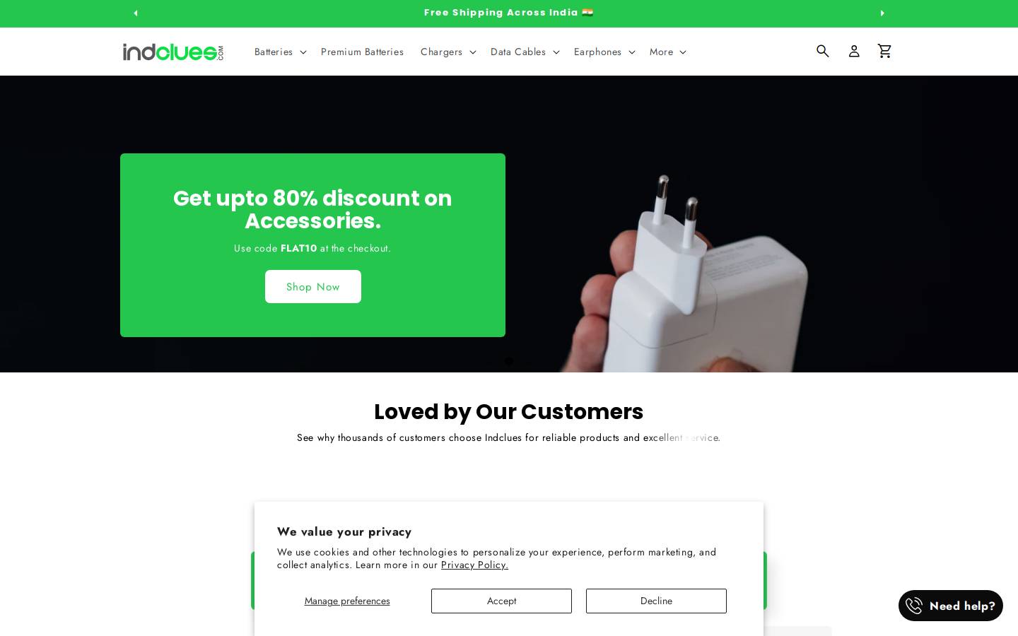Indclues homepage screenshot