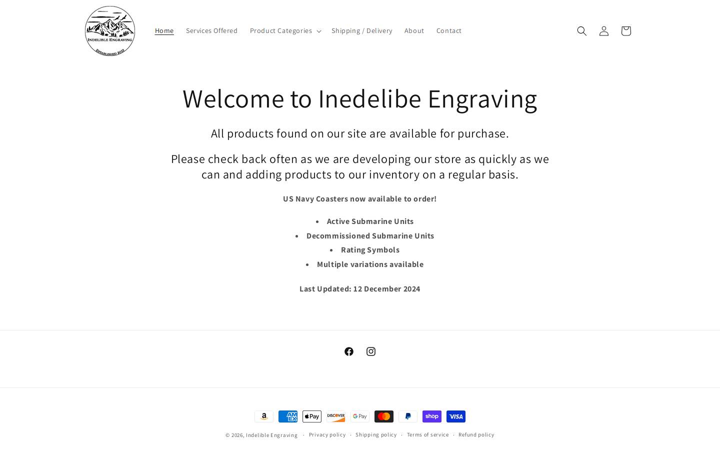 indelibleengraving.com homepage screenshot