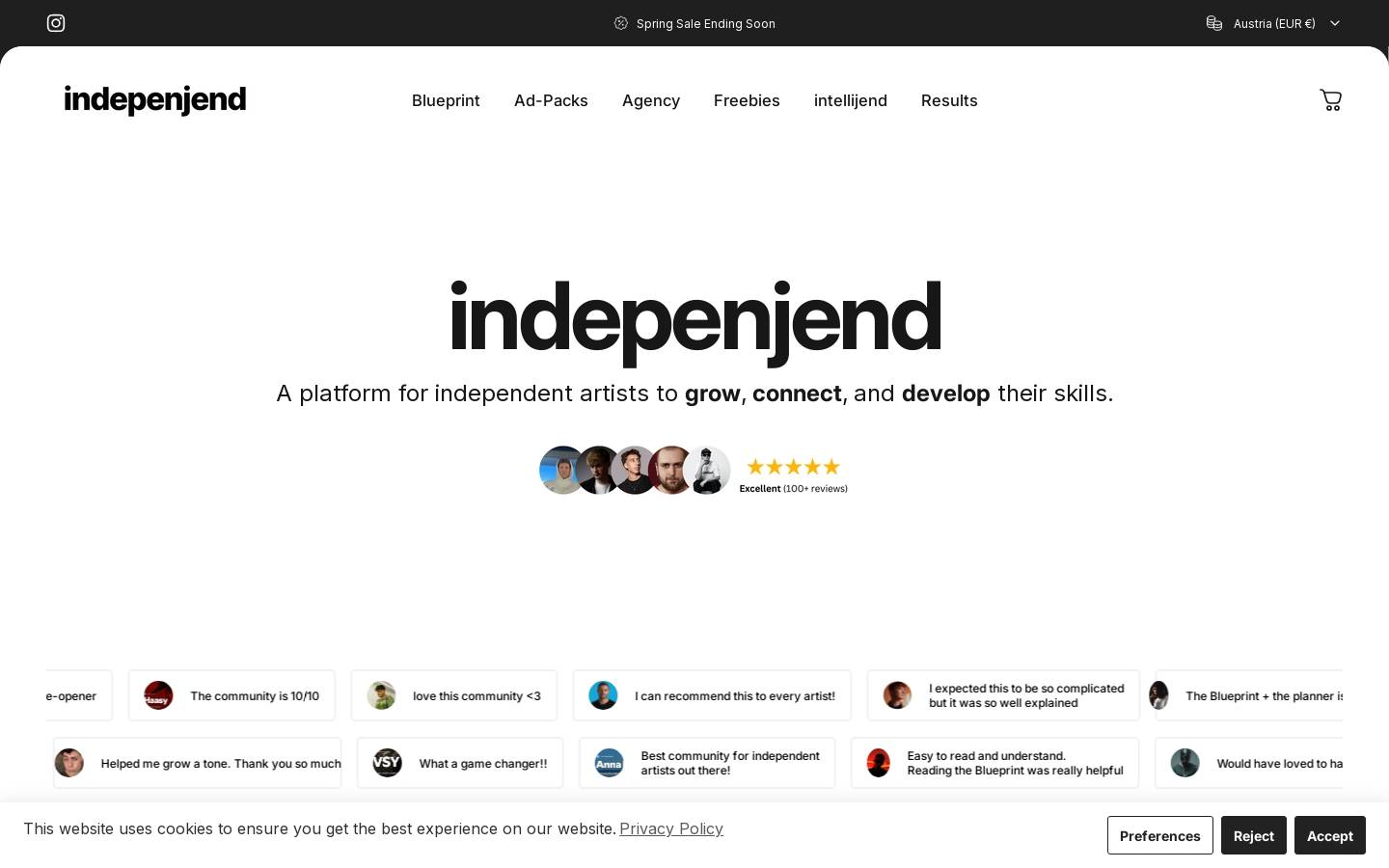 Indepenjend homepage screenshot