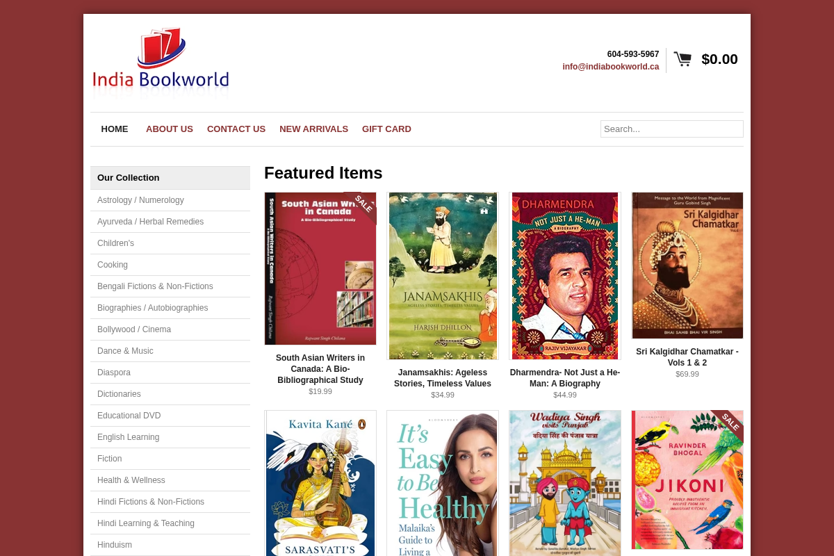 indiabookworld.ca homepage screenshot