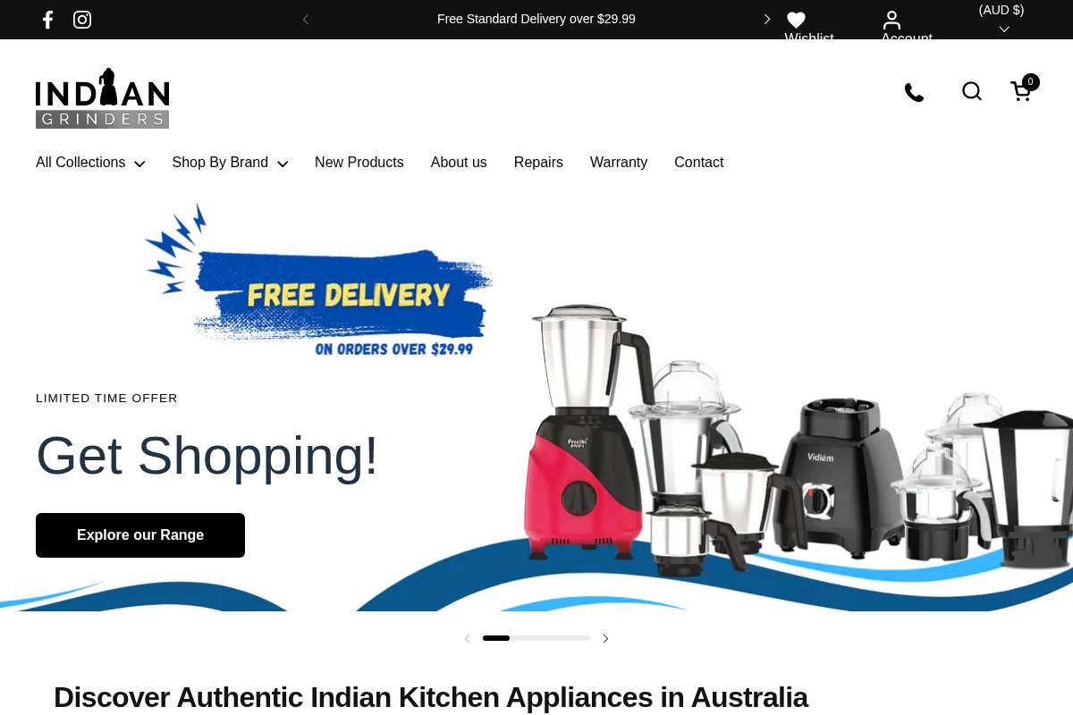 indiangrinders.com homepage screenshot