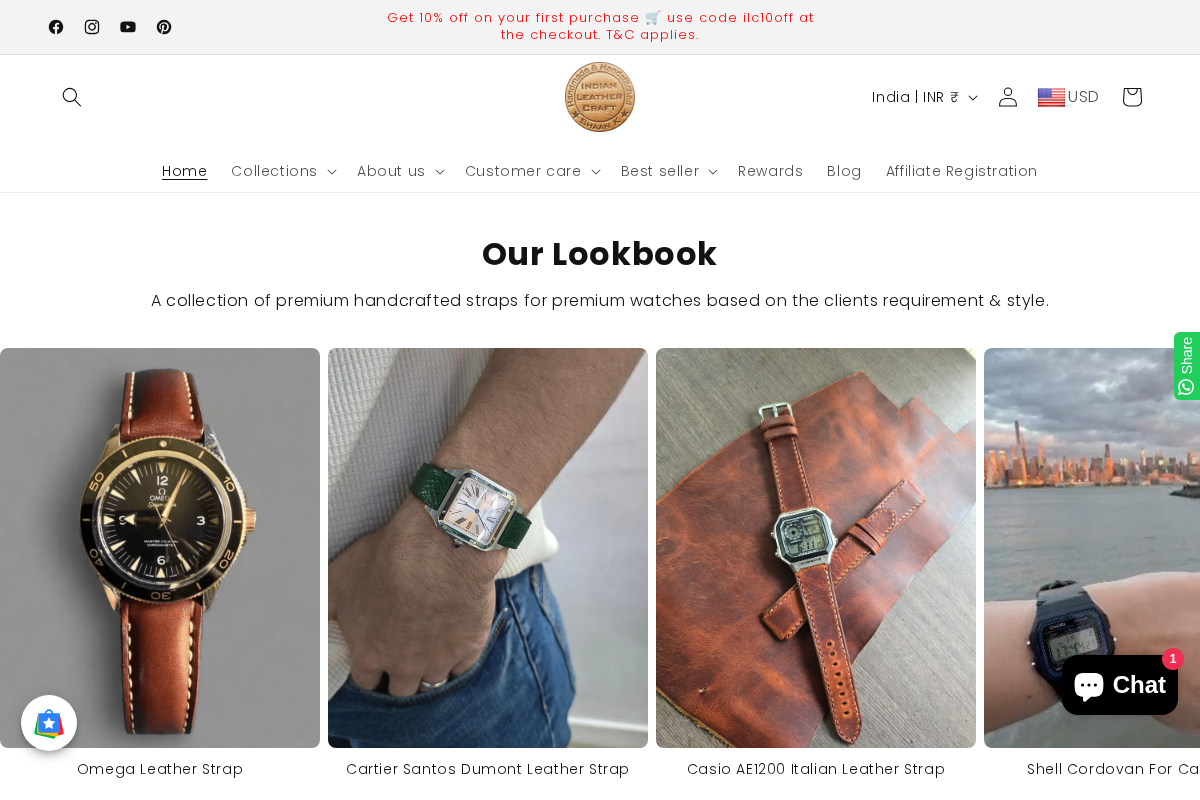 indianleathercraft.com homepage screenshot