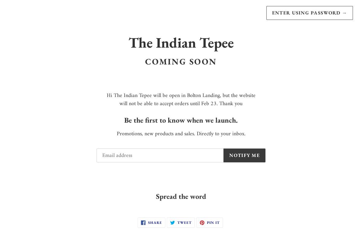 indiantepee.com homepage screenshot