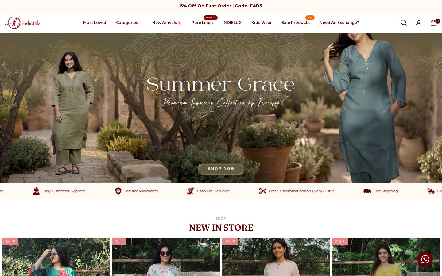 indiefabstore.in homepage screenshot