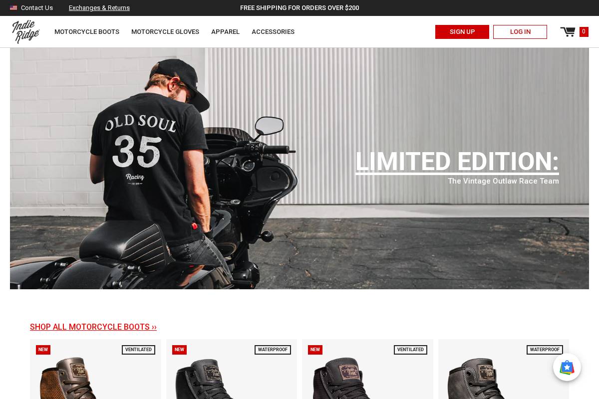 indieridgeusa.com homepage screenshot