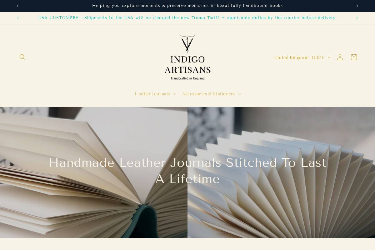indigo-artisans.com homepage screenshot