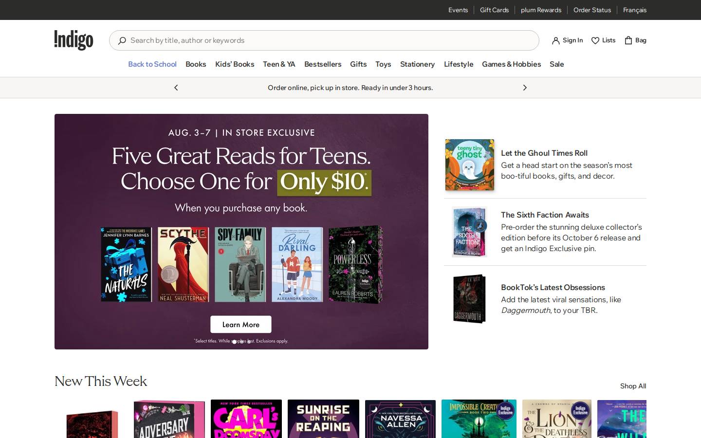 indigo.ca homepage screenshot